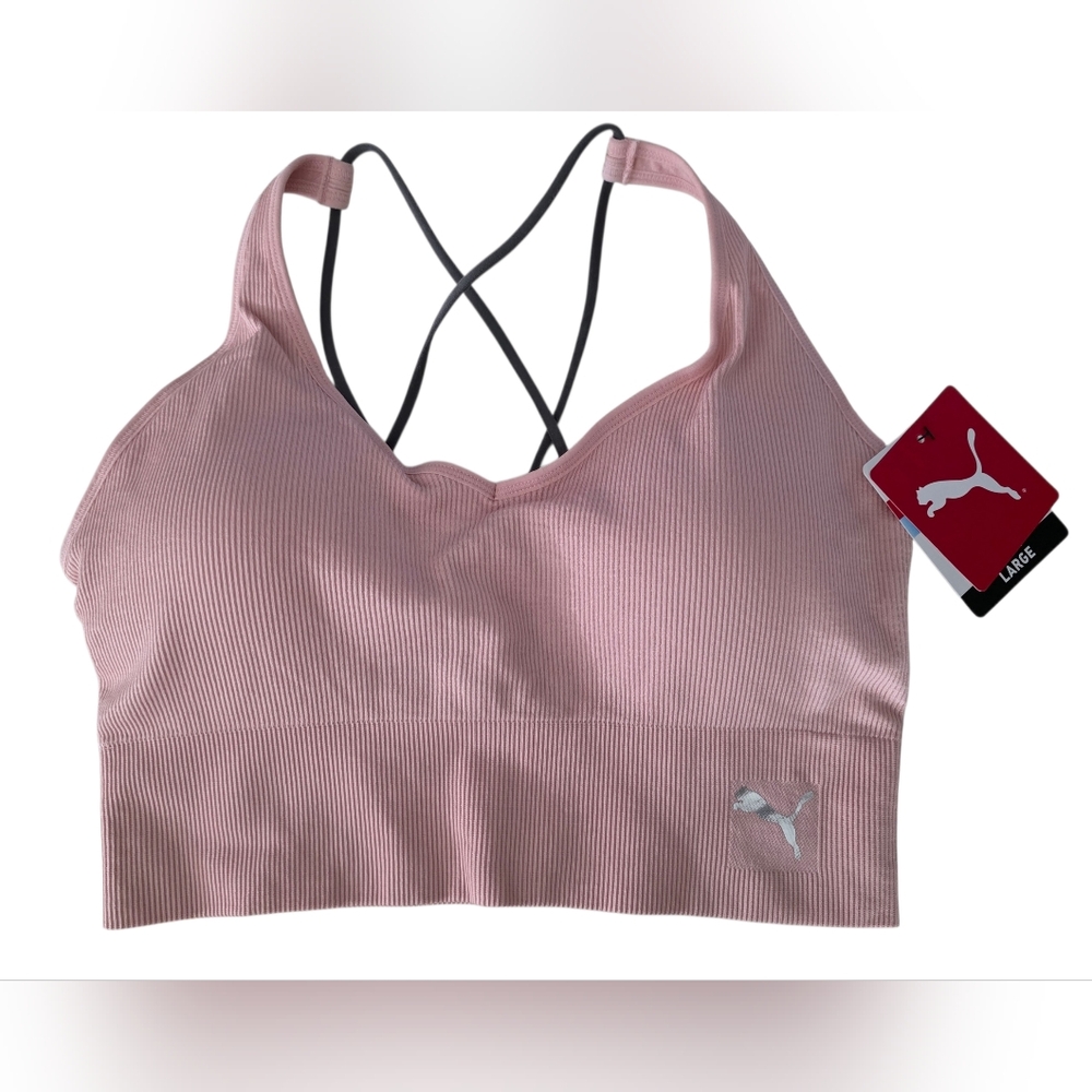 Puma Womens Seamless Sports Bra Light Pink Size Large